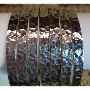 MNG by Mango Hammered Silver Tone Wide Cuff Bracelet Chunky  Statement Bangle